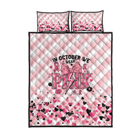 In October We Wear Pink Quilt Bed Set Pink Pretty Bow Pastel Gingham - Wonder Print Shop