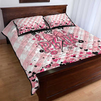 In October We Wear Pink Quilt Bed Set Pink Pretty Bow Pastel Gingham - Wonder Print Shop