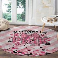 In October We Wear Pink Round Carpet Pink Pretty Bow Pastel Gingham - Wonder Print Shop