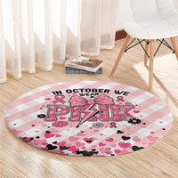 In October We Wear Pink Round Carpet Pink Pretty Bow Pastel Gingham - Wonder Print Shop