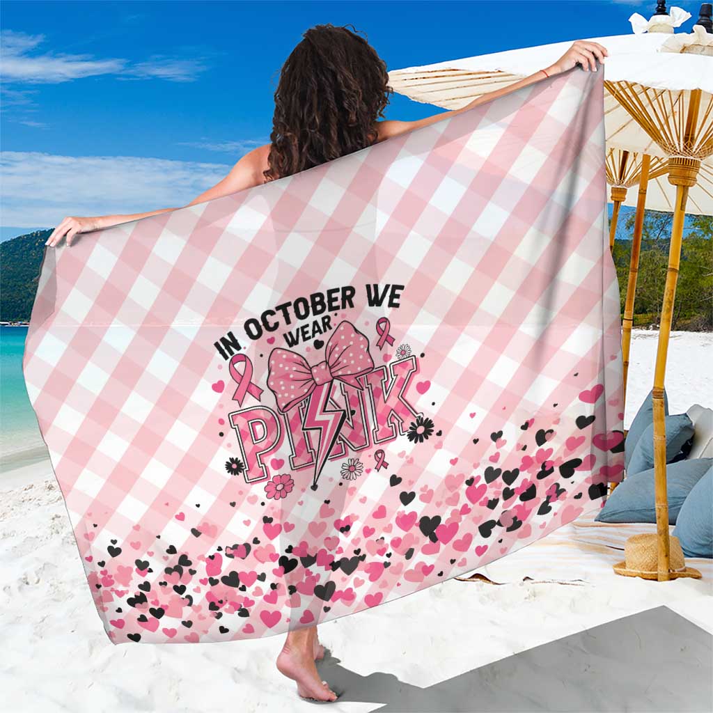 In October We Wear Pink Sarong Pink Pretty Bow Pastel Gingham - Wonder Print Shop