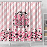 In October We Wear Pink Shower Curtain Pink Pretty Bow Pastel Gingham - Wonder Print Shop