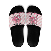 In October We Wear Pink Slide Sandals Pink Pretty Bow Pastel Gingham - Wonder Print Shop