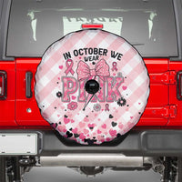 In October We Wear Pink Spare Tire Cover Pink Pretty Bow Pastel Gingham - Wonder Print Shop