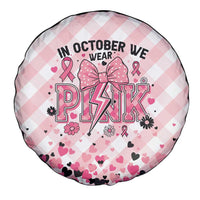 In October We Wear Pink Spare Tire Cover Pink Pretty Bow Pastel Gingham - Wonder Print Shop