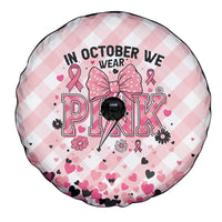 In October We Wear Pink Spare Tire Cover Pink Pretty Bow Pastel Gingham - Wonder Print Shop