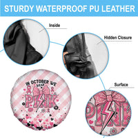 In October We Wear Pink Spare Tire Cover Pink Pretty Bow Pastel Gingham - Wonder Print Shop