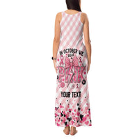 Personalized In October We Wear Pink Tank Maxi Dress Pink Pretty Bow Pastel Gingham - Wonder Print Shop