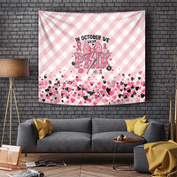 In October We Wear Pink Tapestry Pink Pretty Bow Pastel Gingham - Wonder Print Shop