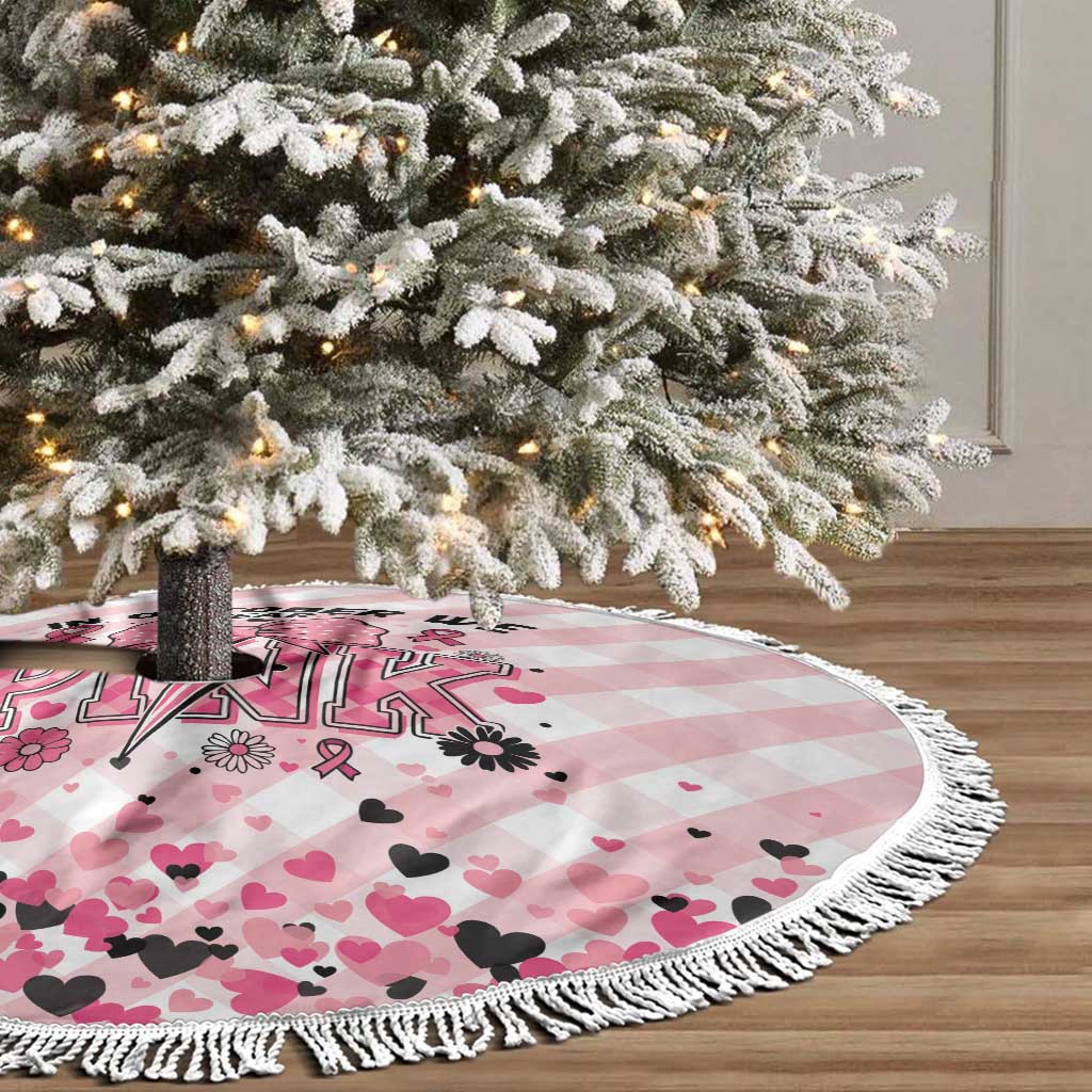 In October We Wear Pink Tree Skirt Pink Pretty Bow Pastel Gingham - Wonder Print Shop