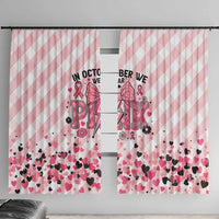In October We Wear Pink Window Curtain Pink Pretty Bow Pastel Gingham - Wonder Print Shop