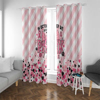 In October We Wear Pink Window Curtain Pink Pretty Bow Pastel Gingham - Wonder Print Shop