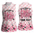 Personalized In October We Wear Pink Women Sleeveless Polo Shirt Pink Pretty Bow Pastel Gingham - Wonder Print Shop