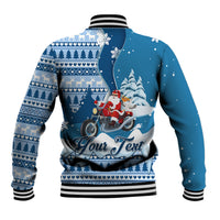 Custom Louisiana Christmas Baseball Jacket Santa Claus Riding Motorcycle With Pelican - Wonder Print Shop