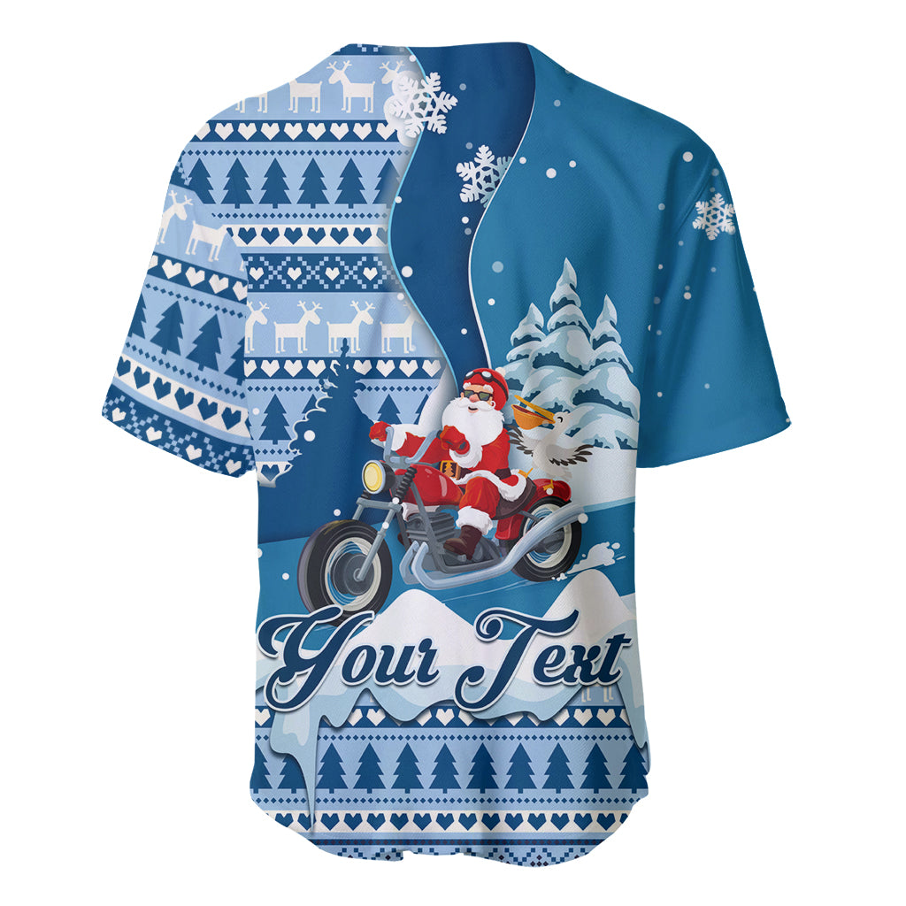 Custom Louisiana Christmas Baseball Jersey Santa Claus Riding Motorcycle With Pelican - Wonder Print Shop