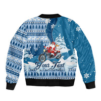 Custom Louisiana Christmas Bomber Jacket Santa Claus Riding Motorcycle With Pelican - Wonder Print Shop