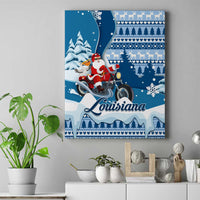 Custom Louisiana Christmas Canvas Wall Art Santa Claus Riding Motorcycle With Pelican - Wonder Print Shop