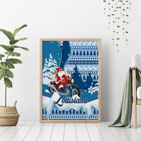 Custom Louisiana Christmas Canvas Wall Art Santa Claus Riding Motorcycle With Pelican - Wonder Print Shop