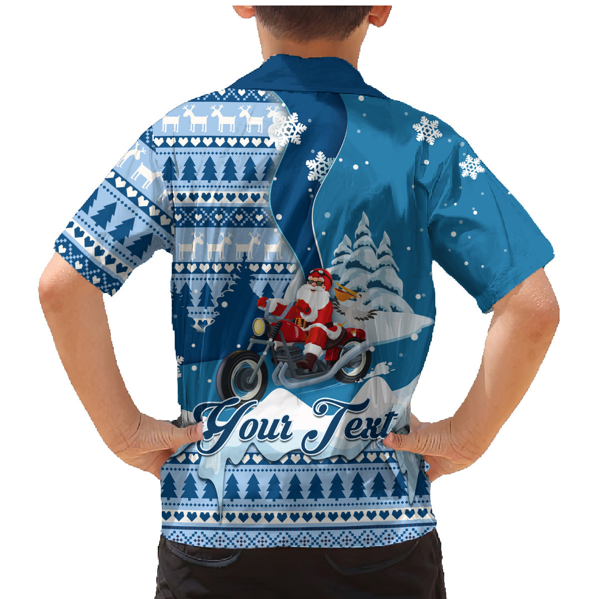 Custom Louisiana Christmas Family Matching Mermaid Dress and Hawaiian Shirt Santa Claus Riding Motorcycle With Pelican - Wonder Print Shop