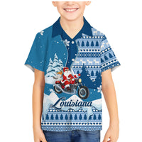 Custom Louisiana Christmas Family Matching Mermaid Dress and Hawaiian Shirt Santa Claus Riding Motorcycle With Pelican - Wonder Print Shop