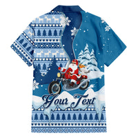 Custom Louisiana Christmas Family Matching Short Sleeve Bodycon Dress and Hawaiian Shirt Santa Claus Riding Motorcycle With Pelican - Wonder Print Shop