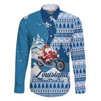 Custom Louisiana Christmas Family Matching Short Sleeve Bodycon Dress and Hawaiian Shirt Santa Claus Riding Motorcycle With Pelican - Wonder Print Shop