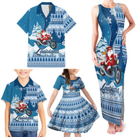 Custom Louisiana Christmas Family Matching Tank Maxi Dress and Hawaiian Shirt Santa Claus Riding Motorcycle With Pelican - Wonder Print Shop