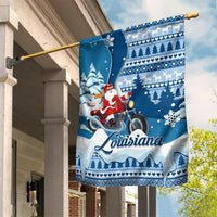 Custom Louisiana Christmas Garden Flag Santa Claus Riding Motorcycle With Pelican - Wonder Print Shop