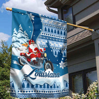 Custom Louisiana Christmas Garden Flag Santa Claus Riding Motorcycle With Pelican - Wonder Print Shop