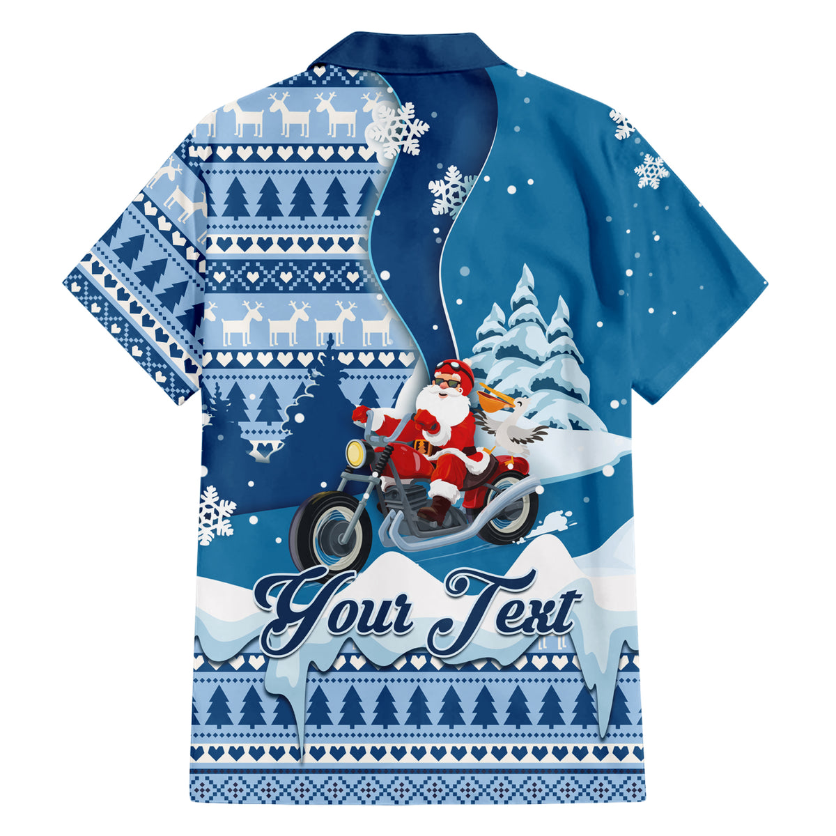 Custom Louisiana Christmas Hawaiian Shirt Santa Claus Riding Motorcycle With Pelican - Wonder Print Shop
