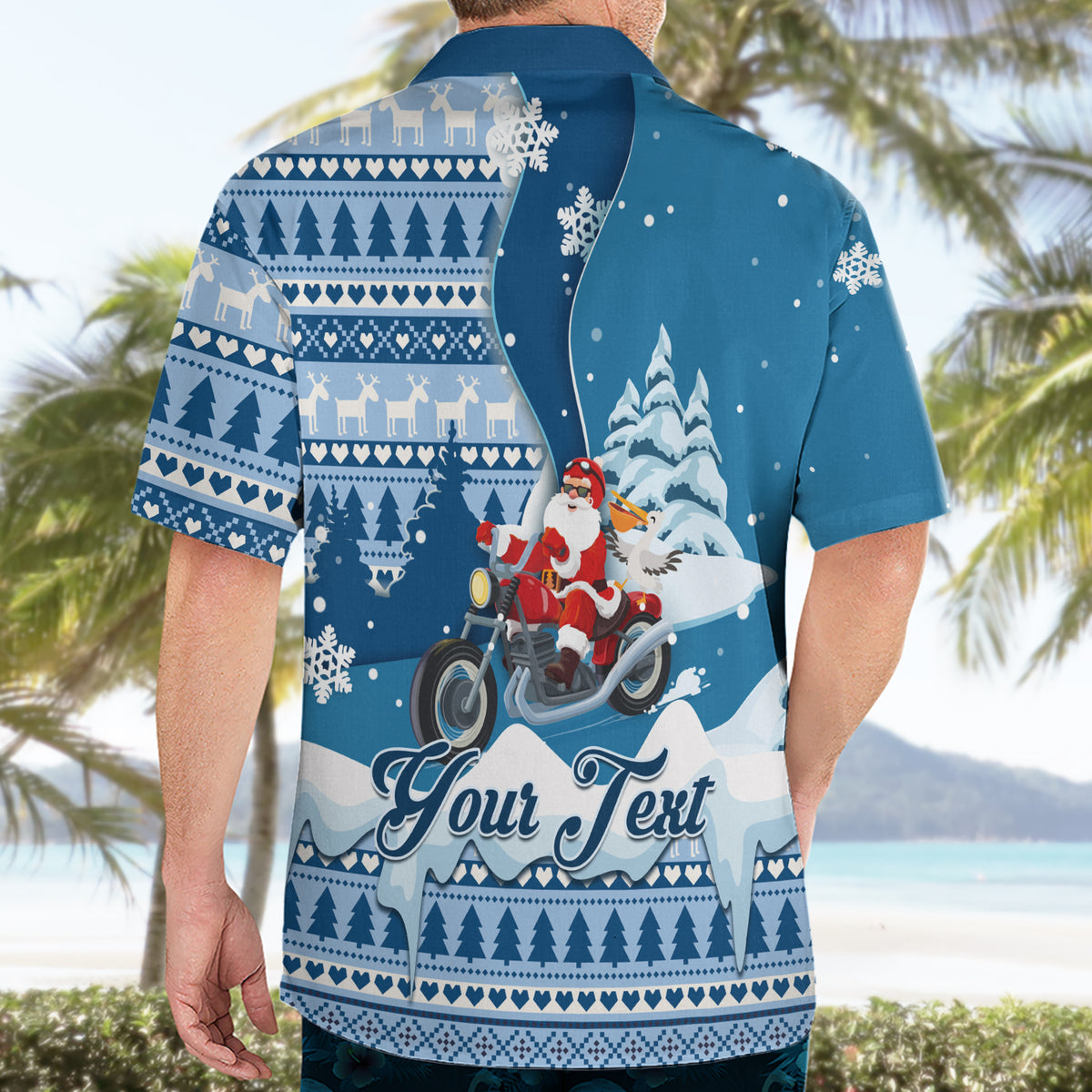 Custom Louisiana Christmas Hawaiian Shirt Santa Claus Riding Motorcycle With Pelican - Wonder Print Shop
