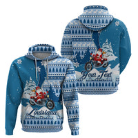 Custom Louisiana Christmas Hoodie Santa Claus Riding Motorcycle With Pelican - Wonder Print Shop