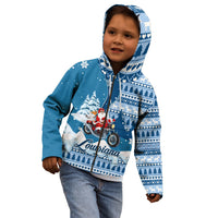 Custom Louisiana Christmas Kid Hoodie Santa Claus Riding Motorcycle With Pelican - Wonder Print Shop