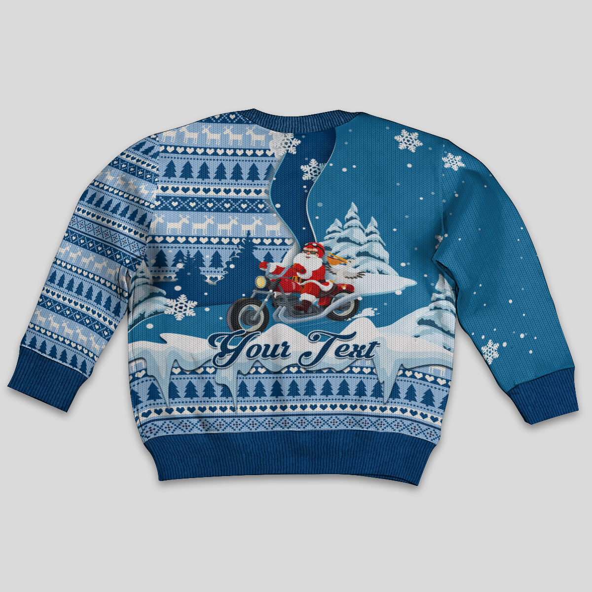 Custom Louisiana Christmas Kid Ugly Christmas Sweater Santa Claus Riding Motorcycle With Pelican - Wonder Print Shop