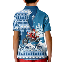 Custom Louisiana Christmas Kid Polo Shirt Santa Claus Riding Motorcycle With Pelican - Wonder Print Shop