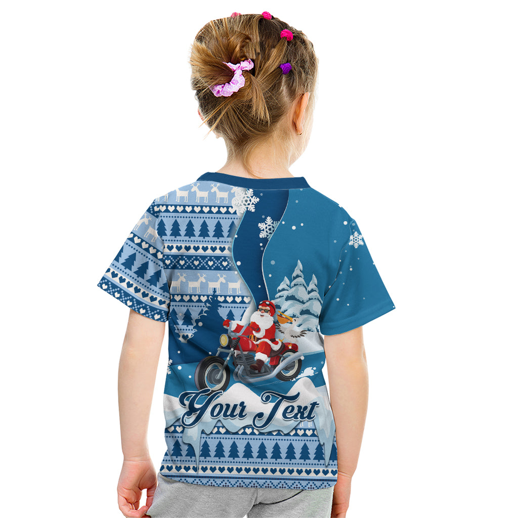 Custom Louisiana Christmas Kid T Shirt Santa Claus Riding Motorcycle With Pelican - Wonder Print Shop