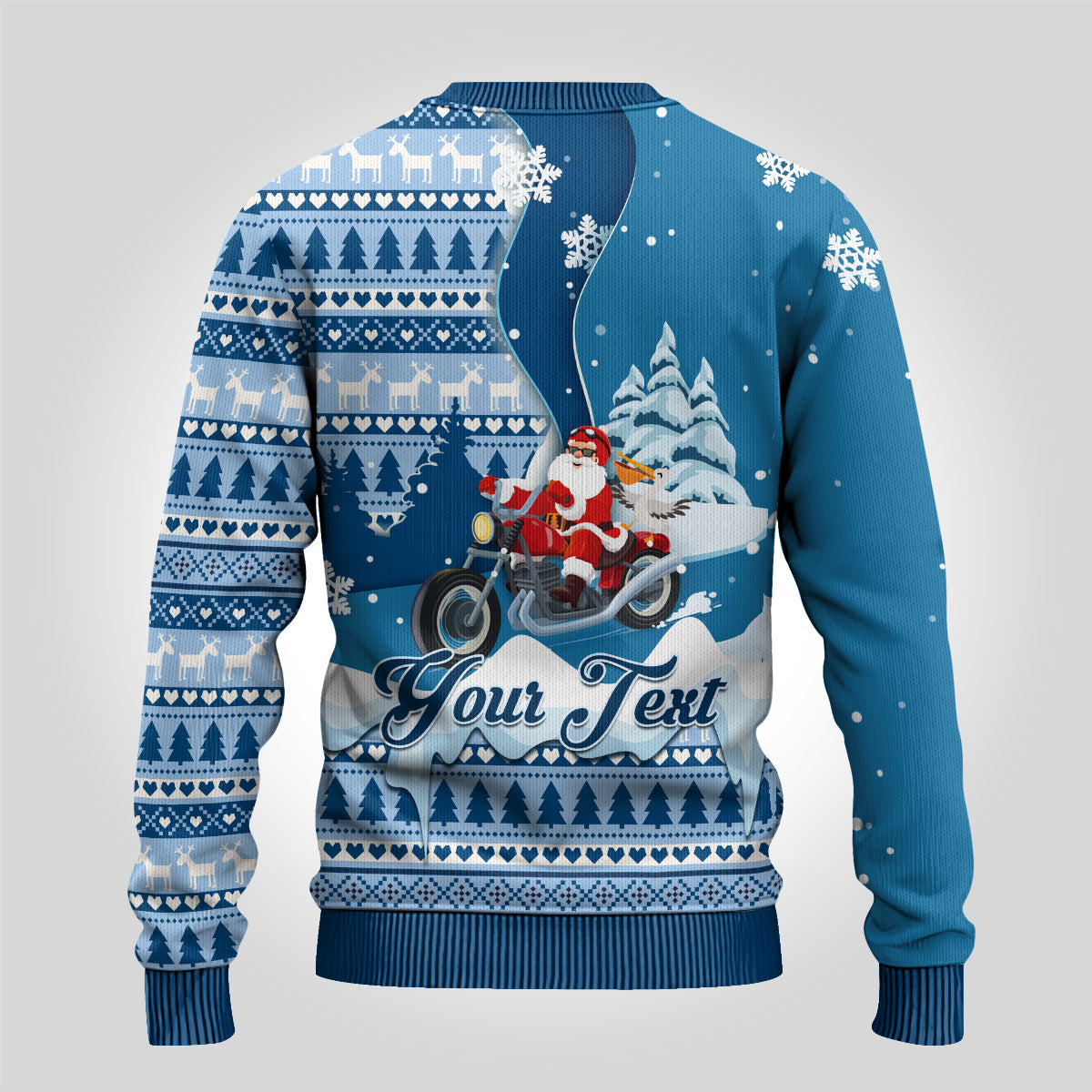 Custom Louisiana Christmas Ugly Christmas Sweater Santa Claus Riding Motorcycle With Pelican - Wonder Print Shop