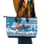 Custom Louisiana Christmas Leather Tote Bag Santa Claus Riding Motorcycle With Pelican - Wonder Print Shop