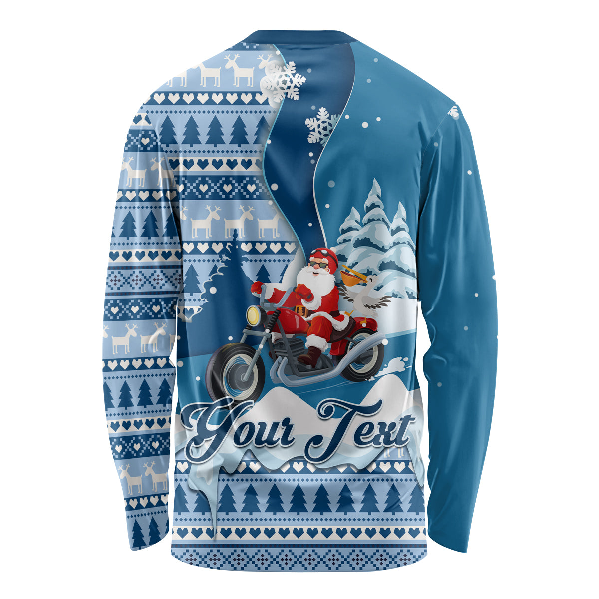 Custom Louisiana Christmas Long Sleeve Shirt Santa Claus Riding Motorcycle With Pelican - Wonder Print Shop