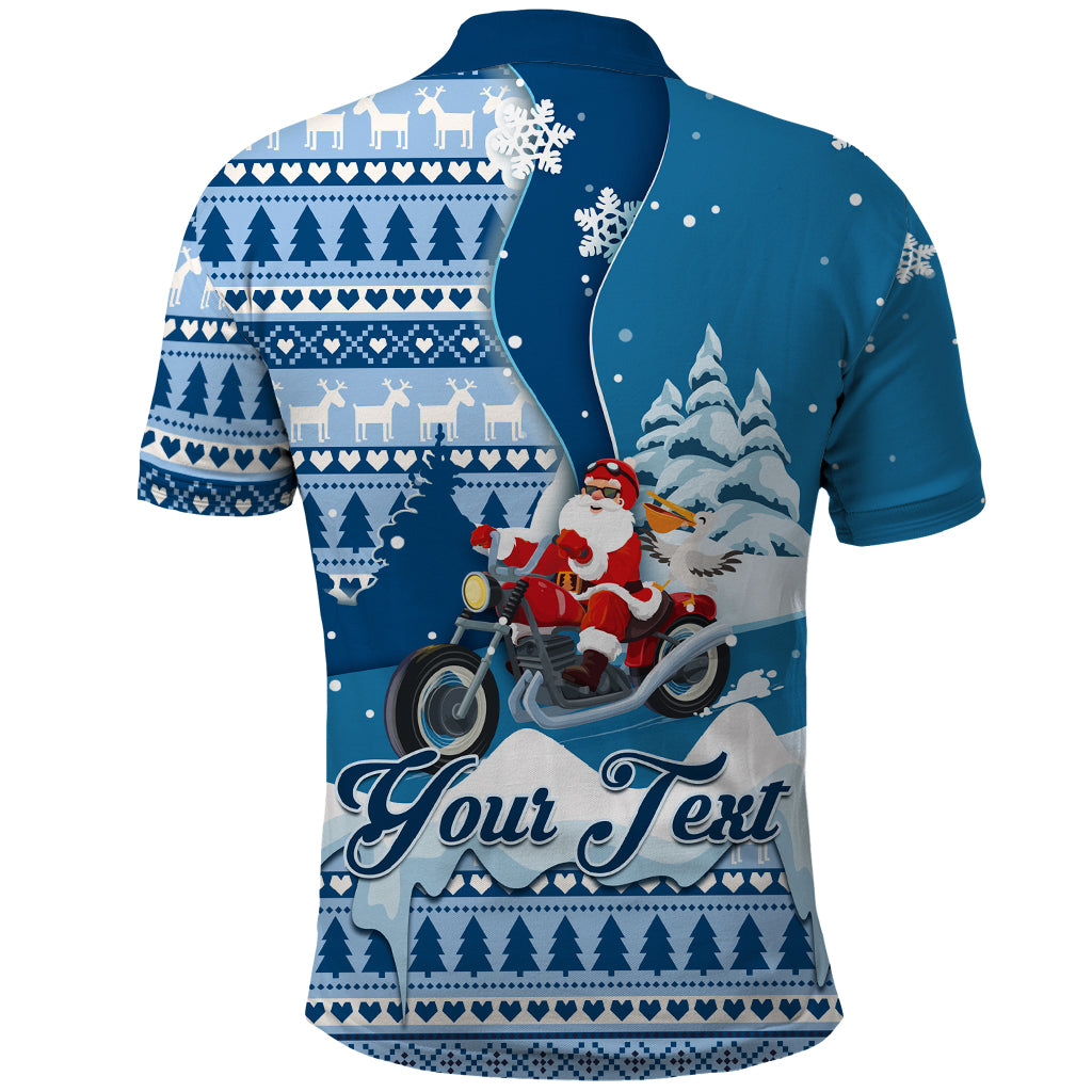 Custom Louisiana Christmas Polo Shirt Santa Claus Riding Motorcycle With Pelican - Wonder Print Shop