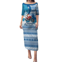 Custom Louisiana Christmas Puletasi Santa Claus Riding Motorcycle With Pelican - Wonder Print Shop