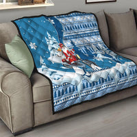 Custom Louisiana Christmas Quilt Santa Claus Riding Motorcycle With Pelican - Wonder Print Shop