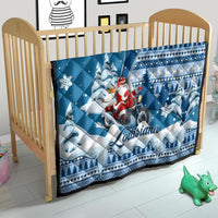 Custom Louisiana Christmas Quilt Santa Claus Riding Motorcycle With Pelican - Wonder Print Shop