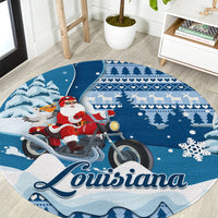 custom-louisiana-christmas-round-carpet-santa-claus-riding-motorcycle-with-pelican