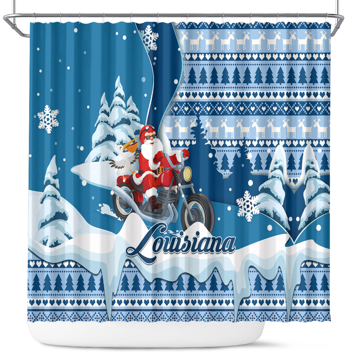 custom-louisiana-christmas-shower-curtain-santa-claus-riding-motorcycle-with-pelican