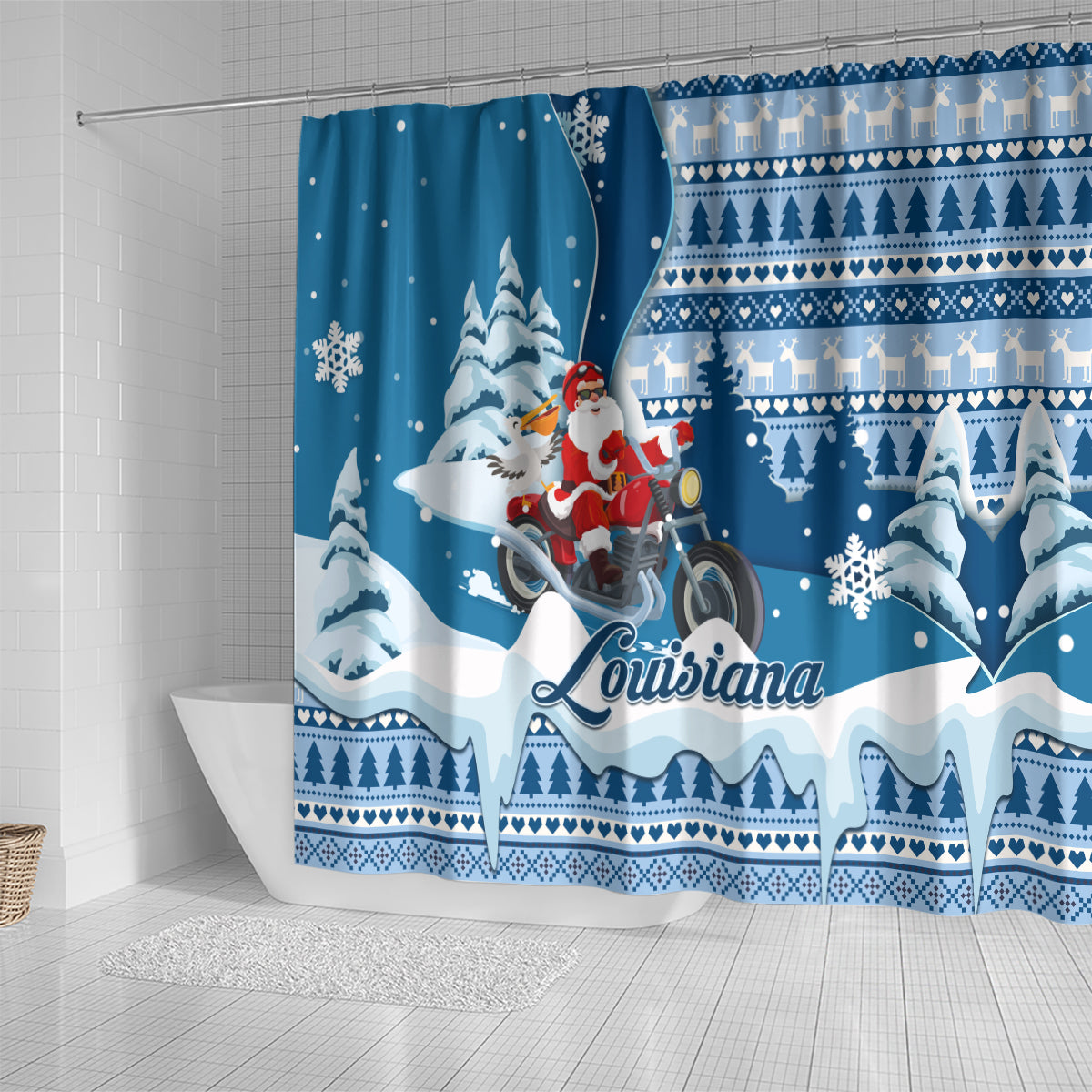 custom-louisiana-christmas-shower-curtain-santa-claus-riding-motorcycle-with-pelican