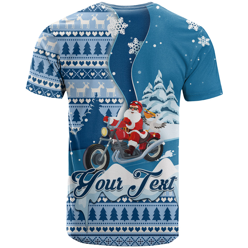 Custom Louisiana Christmas T Shirt Santa Claus Riding Motorcycle With Pelican - Wonder Print Shop