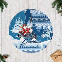 Louisiana Christmas Tree Skirt Santa Claus Riding Motorcycle With Pelican - Wonder Print Shop