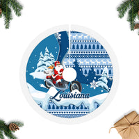 Louisiana Christmas Tree Skirt Santa Claus Riding Motorcycle With Pelican - Wonder Print Shop