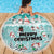 Custom Cat Christmas Beach Blanket Cat With Snowman In Winter Scene - Wonder Print Shop